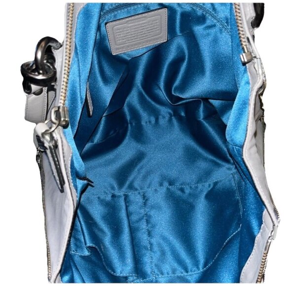 Coach Grey Leather Kristin Spectator Hobo Handbag Purse, Animal Print Top Handle - Picture 5 of 6